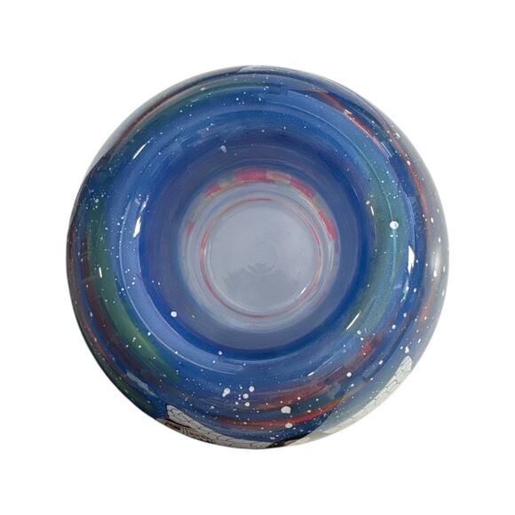 Hand Blown and Painted Glass Lawrence Vargas Native American Angel Votive Bowl - Picture 4 of 10